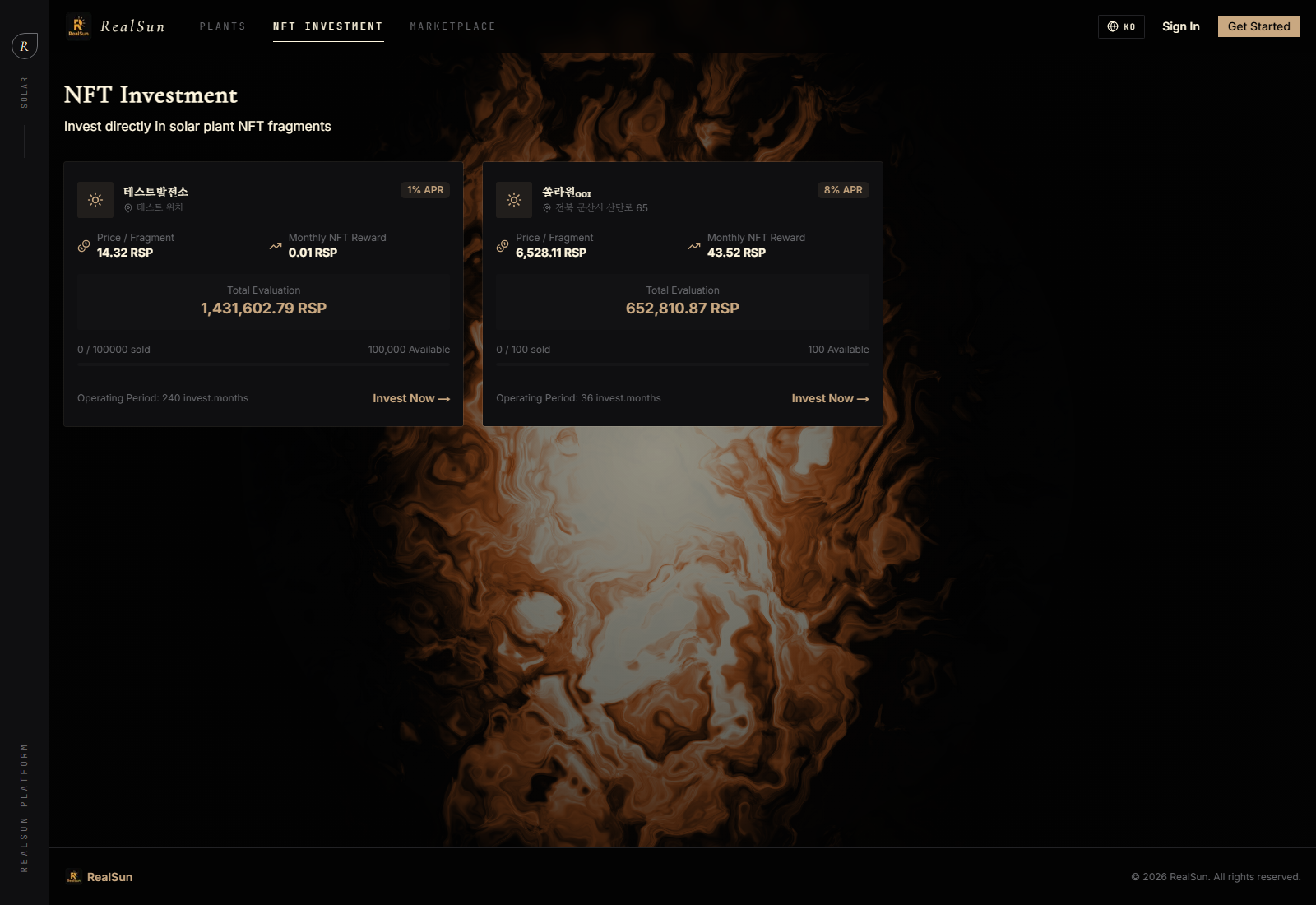 RealSun NFT investment screenshot