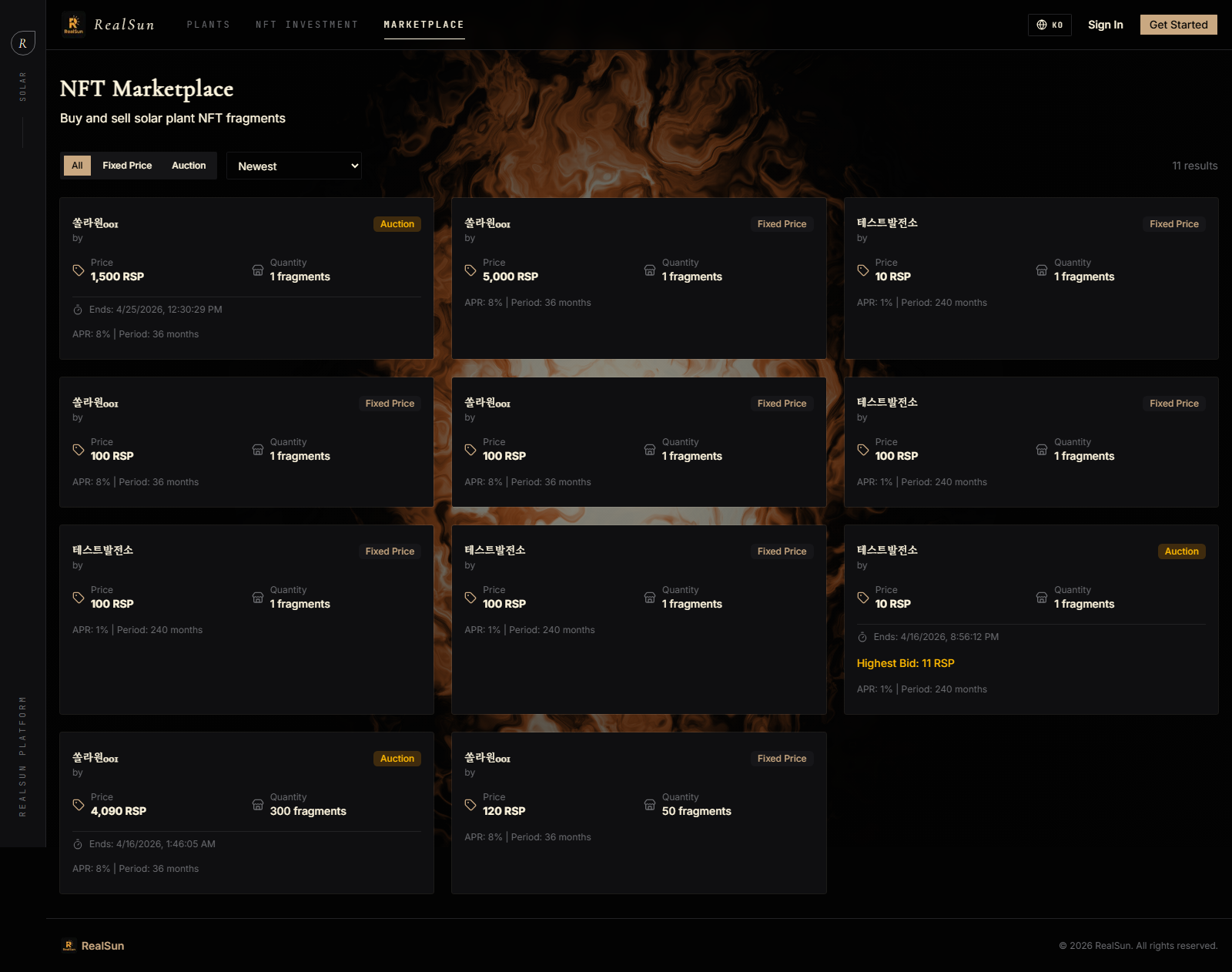 RealSun marketplace screenshot