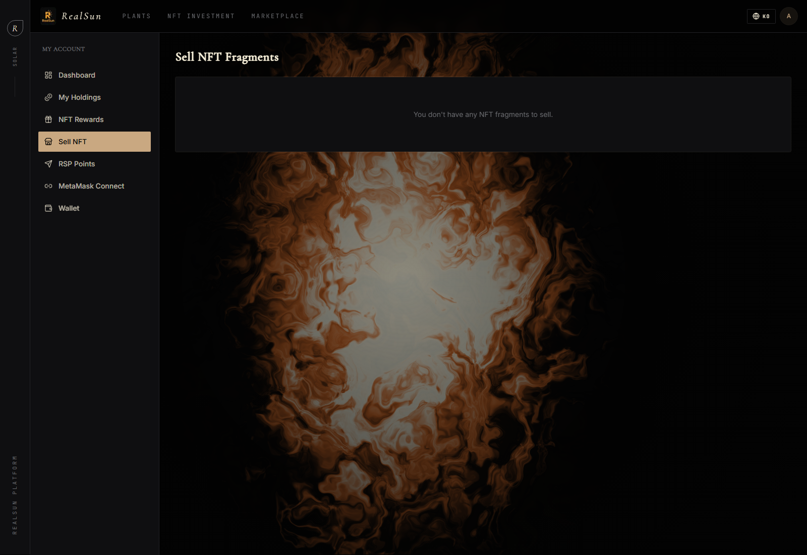 RealSun sell NFT screenshot